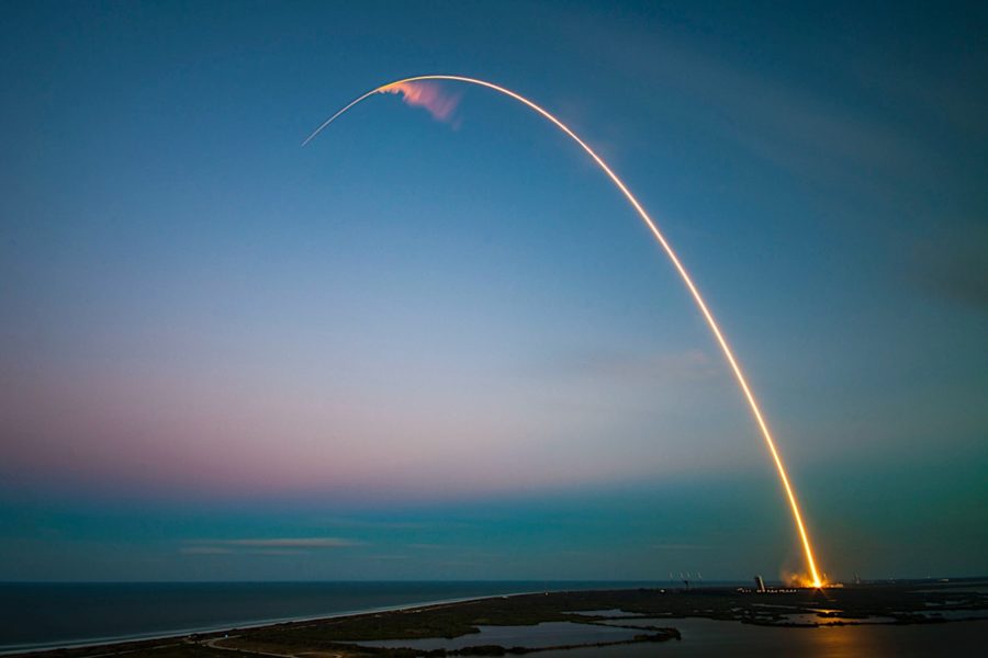 Aerospace industry rocket launch from Spaceport in French Guiana