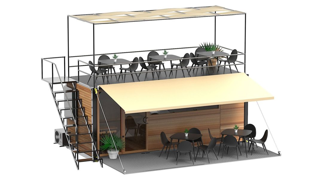 Complete Catia V5 3D Computer Added Design (CAD) model of the cantine variant exterior layout.