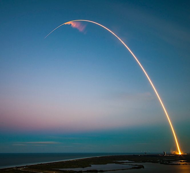 Aerospace industry rocket launch from Spaceport in French Guiana